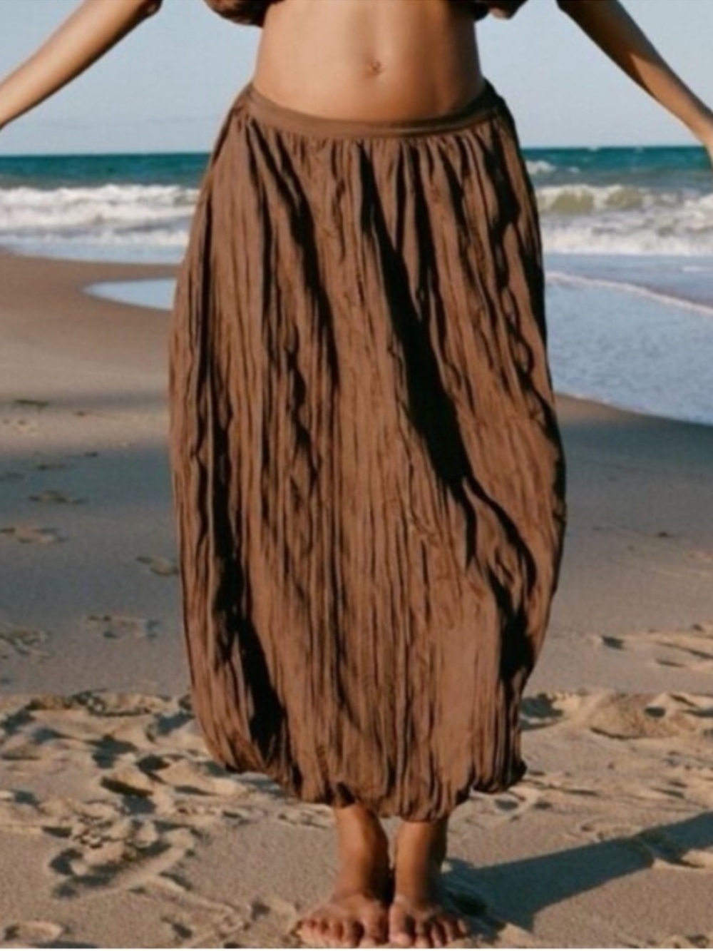 Zara Brown balloon Maxi Skirt - Women